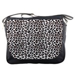 3d Leopard Print Black Brown White Messenger Bag Front