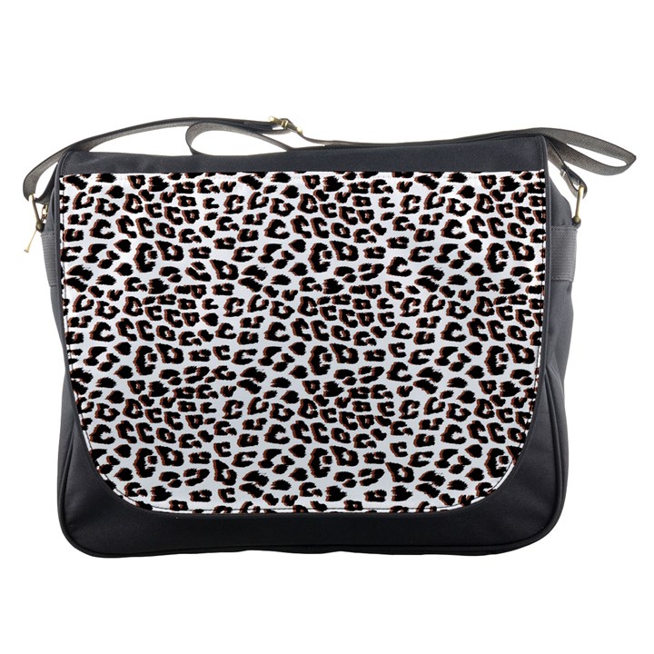 3d Leopard Print Black Brown White Messenger Bag