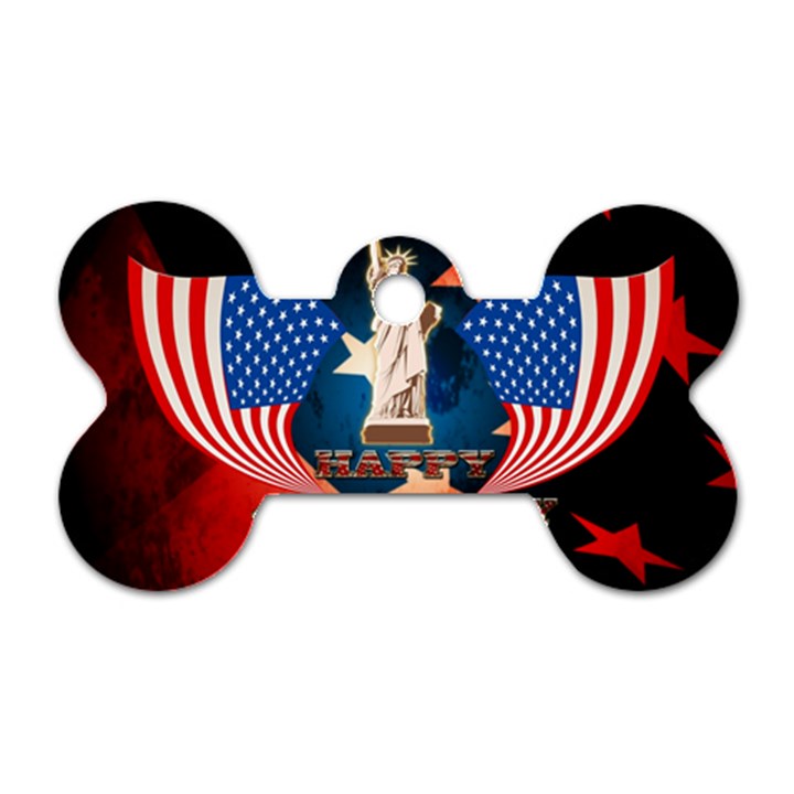 Happy 4th Of July Dog Tag Bone (One Side)