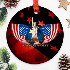 Happy 4th Of July Ornament (round) by FantasyWorld7