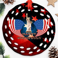 Happy 4th Of July Round Filigree Ornament (two Sides) by FantasyWorld7