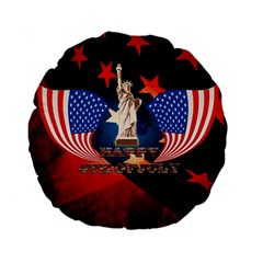 Happy 4th Of July Standard 15  Premium Round Cushions by FantasyWorld7