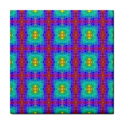 Groovy Green Orange Blue Yellow Square Pattern Tile Coasters by BrightVibesDesign