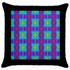 Groovy Green Orange Blue Yellow Square Pattern Throw Pillow Case (black) by BrightVibesDesign