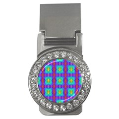 Groovy Green Orange Blue Yellow Square Pattern Money Clips (cz)  by BrightVibesDesign