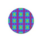 Groovy Green Orange Blue Yellow Square Pattern Magnet 3  (Round) Front