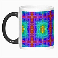 Groovy Green Orange Blue Yellow Square Pattern Morph Mugs by BrightVibesDesign