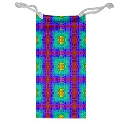 Groovy Green Orange Blue Yellow Square Pattern Jewelry Bag