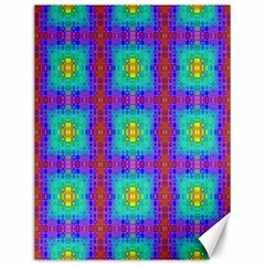 Groovy Green Orange Blue Yellow Square Pattern Canvas 12  X 16 