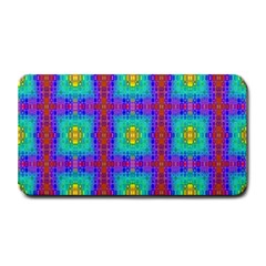 Groovy Green Orange Blue Yellow Square Pattern Medium Bar Mats by BrightVibesDesign