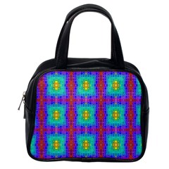 Groovy Green Orange Blue Yellow Square Pattern Classic Handbag (one Side) by BrightVibesDesign