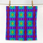 Groovy Green Orange Blue Yellow Square Pattern Face Towel Front