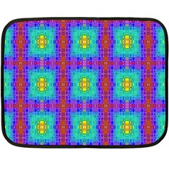 Groovy Green Orange Blue Yellow Square Pattern Double Sided Fleece Blanket (mini)  by BrightVibesDesign