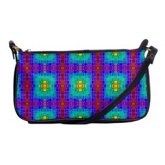 Groovy Green Orange Blue Yellow Square Pattern Shoulder Clutch Bag by BrightVibesDesign