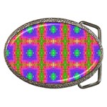 Groovy Purple Green Pink Square Pattern Belt Buckles Front