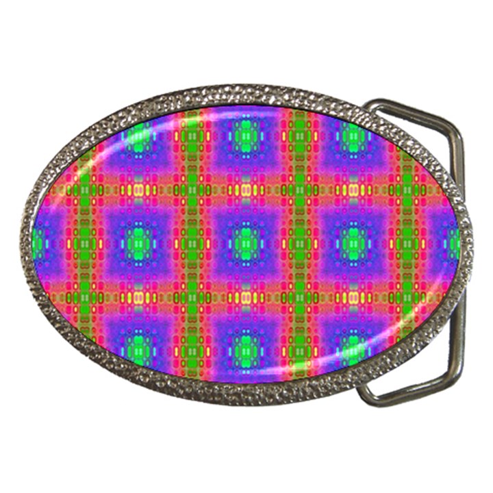 Groovy Purple Green Pink Square Pattern Belt Buckles