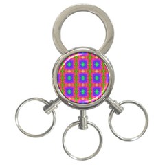 Groovy Purple Green Pink Square Pattern 3-ring Key Chain by BrightVibesDesign