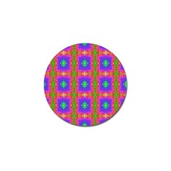 Groovy Purple Green Pink Square Pattern Golf Ball Marker by BrightVibesDesign