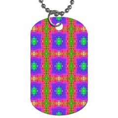 Groovy Purple Green Pink Square Pattern Dog Tag (two Sides) by BrightVibesDesign