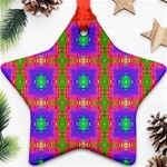 Groovy Purple Green Pink Square Pattern Star Ornament (Two Sides) Front