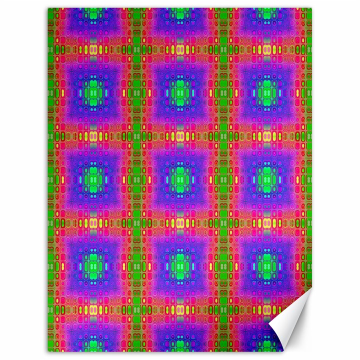 Groovy Purple Green Pink Square Pattern Canvas 18  x 24 