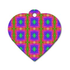 Groovy Purple Green Pink Square Pattern Dog Tag Heart (one Side) by BrightVibesDesign