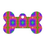 Groovy Purple Green Pink Square Pattern Dog Tag Bone (Two Sides) Front