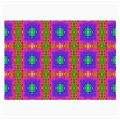 Groovy Purple Green Pink Square Pattern Large Glasses Cloth (2 Sides) by BrightVibesDesign