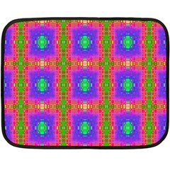 Groovy Purple Green Pink Square Pattern Fleece Blanket (mini) by BrightVibesDesign