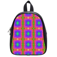 Groovy Purple Green Pink Square Pattern School Bag (small) by BrightVibesDesign