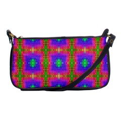 Groovy Purple Green Pink Square Pattern Shoulder Clutch Bag by BrightVibesDesign