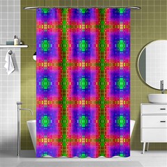 Groovy Purple Green Pink Square Pattern Shower Curtain 48  X 72  (small)  by BrightVibesDesign