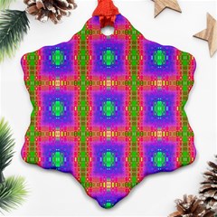 Groovy Purple Green Pink Square Pattern Ornament (snowflake)