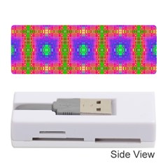 Groovy Purple Green Pink Square Pattern Memory Card Reader (stick) by BrightVibesDesign