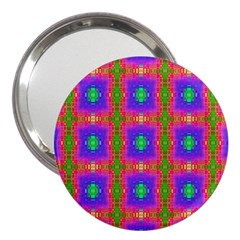 Groovy Purple Green Pink Square Pattern 3  Handbag Mirrors by BrightVibesDesign