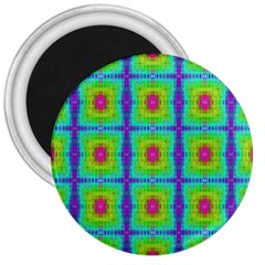 Groovy Yellow Pink Purple Square Pattern 3  Magnets by BrightVibesDesign