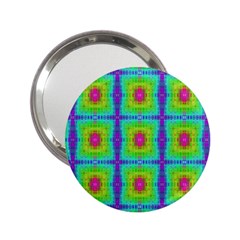 Groovy Yellow Pink Purple Square Pattern 2 25  Handbag Mirrors by BrightVibesDesign