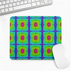 Groovy Yellow Pink Purple Square Pattern Large Mousepads by BrightVibesDesign