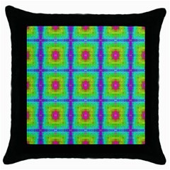 Groovy Yellow Pink Purple Square Pattern Throw Pillow Case (black) by BrightVibesDesign