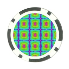 Groovy Yellow Pink Purple Square Pattern Poker Chip Card Guard