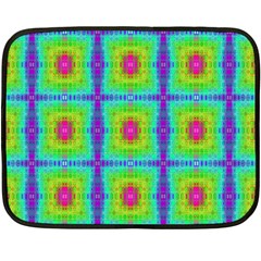 Groovy Yellow Pink Purple Square Pattern Double Sided Fleece Blanket (mini)  by BrightVibesDesign