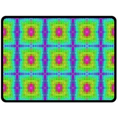 Groovy Yellow Pink Purple Square Pattern Fleece Blanket (large) 