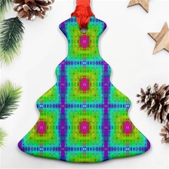 Groovy Yellow Pink Purple Square Pattern Ornament (christmas Tree) 