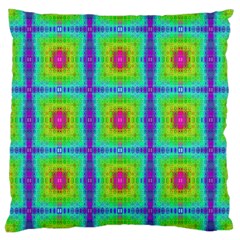 Groovy Yellow Pink Purple Square Pattern Large Cushion Case (two Sides)