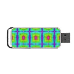 Groovy Yellow Pink Purple Square Pattern Portable Usb Flash (two Sides) by BrightVibesDesign