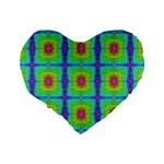 Groovy Yellow Pink Purple Square Pattern Standard 16  Premium Heart Shape Cushions Back