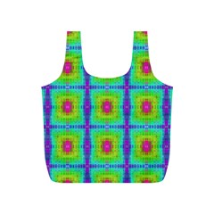 Groovy Yellow Pink Purple Square Pattern Full Print Recycle Bag (s)