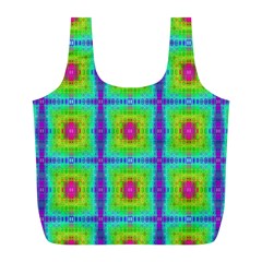 Groovy Yellow Pink Purple Square Pattern Full Print Recycle Bag (l) by BrightVibesDesign