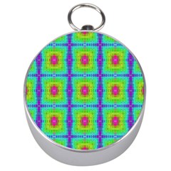 Groovy Yellow Pink Purple Square Pattern Silver Compasses by BrightVibesDesign