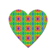 Groovy Purple Green Blue Orange Square Pattern Heart Magnet